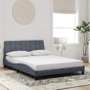 Cadre de lit rembourré en velours gris foncé Hanko sans matelas, tailles disponibles : 53,9 x 74,8 pouces - Product Image 3