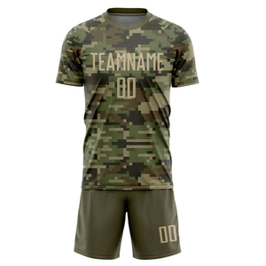 Nuevo Uniforme de Fútbol Personalizado 2026 con Estampado de Camuflaje Vegas Gold Olive por Transferencia Térmica, Pantalones Cortos de Secado Rápido de Alta Calidad - Product Image 3