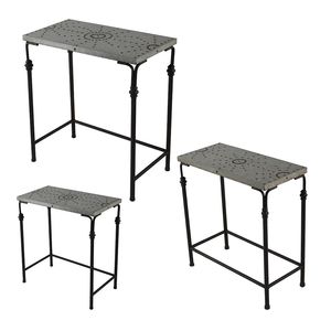 Set di 3 tavolini impilabili Gilbert in metallo per piante - Misure L24x14x26 M21.5x11.5x23 S19x9x20 - Product Image 2