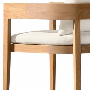 Silla de comedor rústica de teca con brazos, estilo minimalista, para decoración del hogar, en venta. - Product Image 6