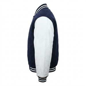 <b>Men's</b> Navy <b>White</b> Varsity <b>Jacket</b> Preppy Style Embroidered NY Logo Turn-down Collar Regular Fit Autumn Wear - Product Image 5