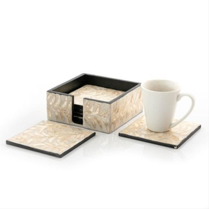 Juego de Posavasos Cuadrados de Nácar, Hechos a Mano, con Mosaico de Concha Negra, Posavasos Ecológicos con Incrustaciones de Nácar para Hotel y Hogar - Product Image 4