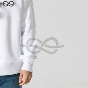 Varsity <b>Sweatshirt</b> Organic Cotton <b>White</b> Color Long Sleeves Ribbed Trims Oversized Fit Wholesale Custom <b>Sweatshirt</b> - Product Image 3
