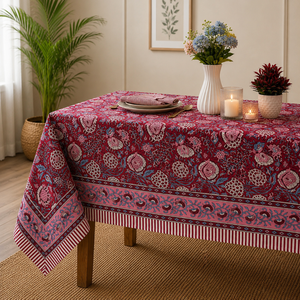 Cotton Hand Block Printed Eco-Friendly Customizable Indian Rectangle Modern Durable <b>Table</b> Cover <b>Runner</b> Floral Design Handmade - Product Image 3