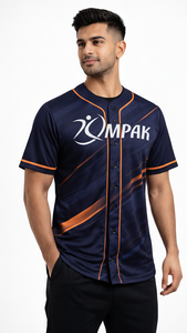 Camiseta de béisbol con botones y estampado por sublimación de primera calidad, diseñada para hombres que practican deportes activos y para uso en branding. - Product Image 3