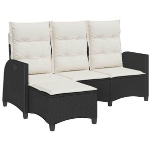 Canapé de jardin inclinable en rotin PE noir - Product Image 2