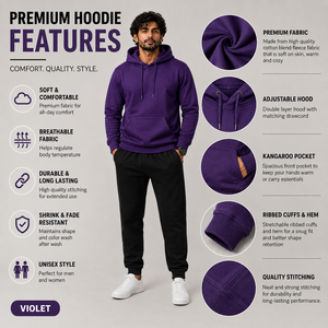 Sweat-shirts à capuche épais pour hommes, personnalisés en molleton de coton 500 GSM, fabrication OEM, marque privée, vente en gros, fabricants en vrac - Product Image 6