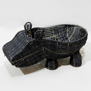 Cesta de Almacenamiento Hippo, Organizador de Juguetes de Ratán Sintético Negro, Decorativa y Vertical - Product Image 3