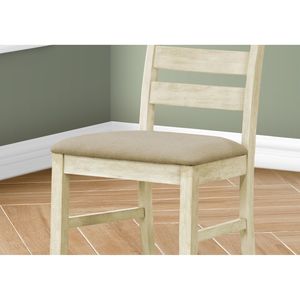 Set di 2 Sedie da Pranzo in Stile Transizionale, Altezza 38 Pollici, Effetto Lino Bianco Antico e Beige, Imbottite, per Sala da Pranzo e Cucina - Product Image 2