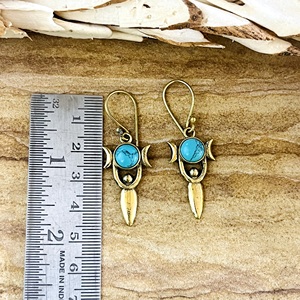 Pendientes Colgantes Boho Goddess Favoritos del Mercado, Gotas Celestiales de Latón para Mujer, Chapados en Oro de 18k, Chapados en Plata, Turquesa, Luna Tribal - Product Image 6