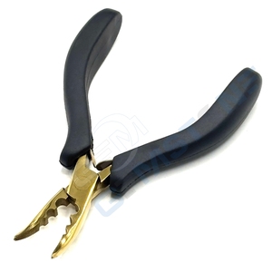 Alicates Profesionales Curvos de 3 Orificios para Extensiones de Cabello - Herramienta de Acero Inoxidable Dorado para Micro/Nano Anillos (Orificios de 3mm/4mm/5mm) GEMSTONE - Product Image 2