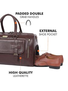 Bolsa de Viaje Clásica y Duradera de Cuero Genuino Marrón de 20-35L, Bolsa de Fin de Semana con Correa de Hombro Desmontable para Hombre - Product Image 3
