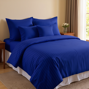 Parure de draps rayés style américain +2 Plw 220 TC, taille Queen 90x100 pouces, draps-housses en coton 200TC pour usage domestique et hôtelier - Product Image 3