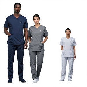Hot Sale Best Quality Woven Medical <b>Scrub</b> Sets Uniforms Hospital Beauty <b>Salon</b> Use Unisex Breathable Comfortable Needle Detection - Product Image 4