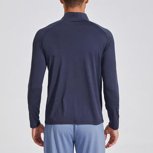 Camiseta deportiva de manga larga para hombre con logotipo personalizado, de secado rápido, con cremallera de 1/4, para fitness, golf y otros deportes. - Product Image 5