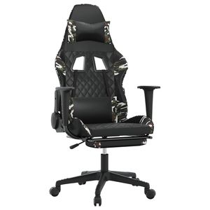 Silla de Juego de Piel Sintética Negra y Camuflaje con Asiento de Espuma y Madera Contrachapada Metálica, Duradera y Elegante para Gamers - Product Image 2
