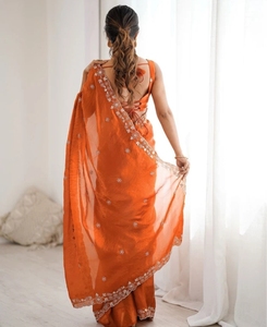 Sari Jimmy Jimmy estilo Bollywood con bordados y adornos KV - Product Image 4