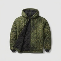 Sweat à capuche Woobie pour homme, coupe régulière, en nylon Ripstop imperméable, matelassé, avec extrémités de manches côtelées, motif camouflage numérique hexagonal gris, 180g