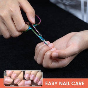 Créez vos propres nouveaux ciseaux à ongles multicolores en titane, ciseaux de manucure incurvés en acier inoxydable avec poignées en acier - Product Image 6
