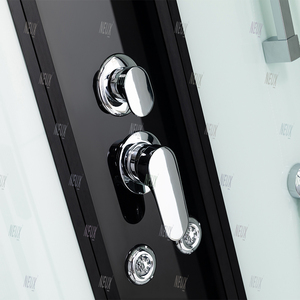 Cabine de <span class=keywords><strong>douche</strong></span> coulissante moderne noire avec hydromassage, verre trempé 5 mm, installation rapide et <span class=keywords><strong>receveur</strong></span> de <span class=keywords><strong>douche</strong></span> bas. - Product Image 4