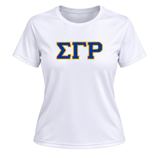 เสื้อยืดออกกำลังกายคอกลมสำหรับผู้หญิง SGRHO แบบกำหนดเอง ลาย Sigma Gamma Rho สำหรับชมรมพี่น้องชาวกรีก แขนสั้น เหมาะสำหรับออกกำลังกาย ฟิตเนส ขายส่ง - Product Image 1