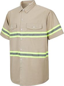 Khaki Safety Work Shirts Custom Long Sleeve Reflective Tapes Class 2 ANSI Certified Unisex Logo - Product Image 2