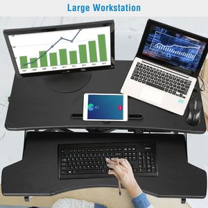 Supporto per Laptop con Doppio Monitor, Scrivania Regolabile in Altezza, Convertitore per Postazione di Lavoro Sit-Stand, Tavolo per Computer - Product Image 6