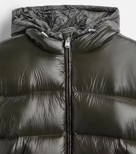 Veste matelassée à capuche pour homme, couleur unie, imperméable, coupe-vent, fermeture éclair, vêtement d'hiver décontracté, coupe régulière, matière PU - Product Image 5