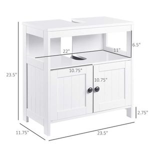 Armadio di stoccaggio bianco sotto il lavandino con le doppie mensole di vanità del bagno come prodotto registrato - Product Image 5