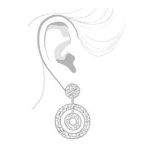 Boucles d'oreilles pendantes vintage EtherStar 6,25 carats en diamant de laboratoire taille baguette et rond, double cercle en or, certifiées IGI - Product Image 4