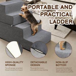 Scala a 4 Gradini per Cani e Gatti per Letti Alti, Antiscivolo, con Copertura Rimovibile e Lavabile, Rampa per Uso Interno ed Esterno in Schiuma - Product Image 2