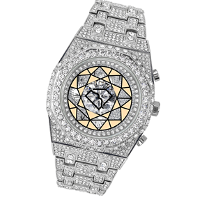 Reloj de Cuarzo Personalizado con Moissanita y Acero Inoxidable para Hombre, Esfera de 46 mm, Correa de Goma y Acero Inoxidable, Estilo Hip Hop de Lujo - Product Image 2