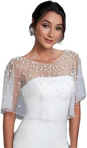 <b>Women's</b> Capelet <b>Shrug</b> Set of 3 – Red, Black & <b>White</b> Net with Pearl & Beaded Embellishments - Product Image 3