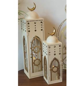 Lanterne de sol au design unique finition or décorative pour le Ramadan, l'Aïd, le Hajj, les fêtes, la décoration de table élégante - Product Image 6