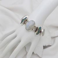 Bracelet jonc unisexe en laiton avec pierres précieuses naturelles, ajustable, tendance, vente en gros, cadeau, bijoux en cristal de qualité supérieure, chaîne à maillons