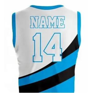 Ensemble de maillots de basket-ball sans manches, blanc, bleu, noir, rayé, en polyester anti-humidité, unisexe, pour adultes, toutes saisons, uniformes d'équipe - Product Image 3