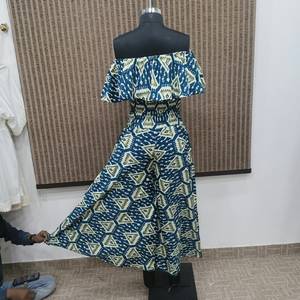 Women's Off Shoulder Ikat Print <b>Dress</b> Ruffled <b>High</b> <b>Waist</b> A Line Midi Bohemian Summer <b>Dress</b> - Product Image 4