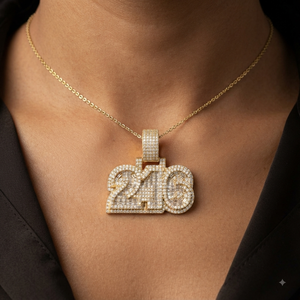 Trendy Hip Hop Style 925 <b>Silver</b> Gold Plated Custom Iced <b>Initial</b> Number Moissanite Charm Pendant Luxury Occasion Unisex <b>Necklace</b> - Product Image 2