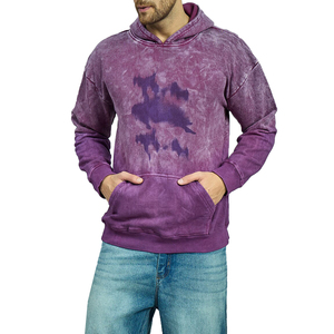 เสื้อฮู้ดดี้ผู้ชายกันลม น้ำหนักเบา ล้างสีแบบแอซิดวอช ผ้าฝ้าย 100% ทรงปกติ ระบายอากาศได้ดี คุณภาพสูง ดีไซน์ล่าสุด ลายพิมพ์เรียบง่าย - Product Image 1