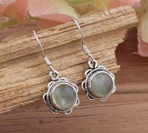 Boucles d'oreilles de luxe en préhnite naturelle, argent sterling 925, pierre précieuse verte facettée, boucles d'oreilles pendantes pour femmes, préhnite véritable, mariage, fête - Product Image 5