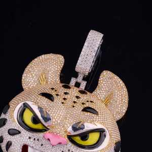 Pendentif Homme en Argent 925 et Moissanite, Breloque Lettre Hip Hop Personnalisée, Caractère 3D, Dessin Animé Glacé Tendance, Certifié Plaqué Rhodium - Product Image 3