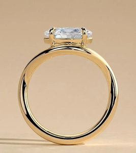 1 Carat Oval Cut Lab Grown Diamond Engagement <b>Ring</b> Platinum Plated 14k IGI Certified Classic Unisex Luxury Jewelry - Product Image 4