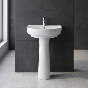 Lavabo en céramique italienne le plus populaire avec piédestal, nouveau design, lavabo fantaisie pour les mains et le visage, pour le marché du Moyen-Orient - Product Image 4