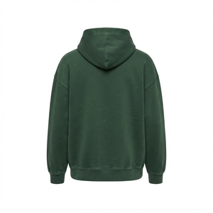 เสื้อฮู้ดผู้หญิงสีเขียวเข้ม ผ้าฟลีซ ทรงโอเวอร์ไซส์ สไตล์ลำลอง มีฮู้ด รับสกรีนโลโก้ สตรีทแวร์ - Product Image 3