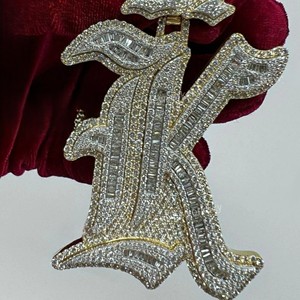 Gold Plated Custom K Letter Diamond Pendant Iced Out Hip hop VVS Moissanite S925 <b>Silver</b> IGI Certified Diamond Pendants & <b>Charms</b> - Product Image 4