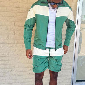 Conjunto de Chaqueta y Pantalones Cortos de Nailon Personalizados, Talla Estándar, Conjunto de 2 Piezas, Chaqueta Cortavientos de Nailon con Bloqueo de Color, Conjunto de Pantalones Cortos para Hombre - Product Image 1