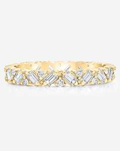 Custom 14K Solid Gold Multi Mix Cut Lab Grown Stackable <b>Ring</b> 3mm Wide Full Eternity Minimalist <b>Dainty</b> Wedding Band Manufacturer - Product Image 1