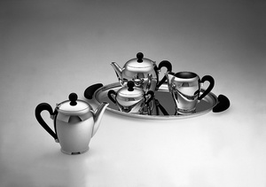 Decorative coffee pot luxury lifestyle decor polished chrome <b>tea</b> <b>set</b> black handle <b>tea</b> kettle premium dining collection chic - Product Image 6