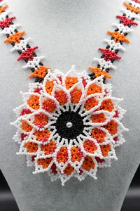 Collier Bohème en Perles de Graines Motif Tournesol, Bijoux Mexicains Perlés pour Anniversaire, Mariage, Tenue de Fête, Noël - Product Image 2