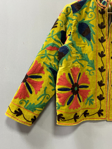 Suzani Embroidered Velvet Winter <b>Jacket</b> | Handmade <b>Short</b> Festival Coat | Ethnic Bohemian Outerwear | Winter Kimono <b>Jacket</b> - Product Image 5